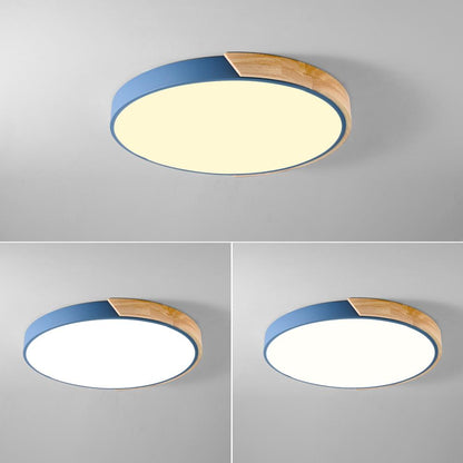 Nordic Wood led Ceiling Lights Modern Colorful Bedroom Ceiling Lamps Round thin plafondlamp Lighting lamparas de techo 30cm 40cm