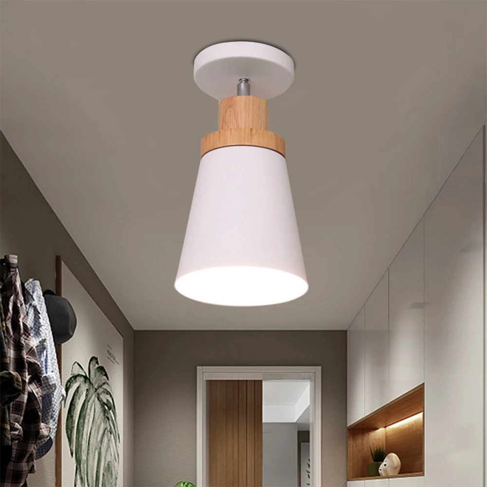 Nordic Wood Pendant Lamp Aisle Corridor Lamp Showroom Restaurant Macarons Lamps Loft/bar Home Decoration White Grey Green