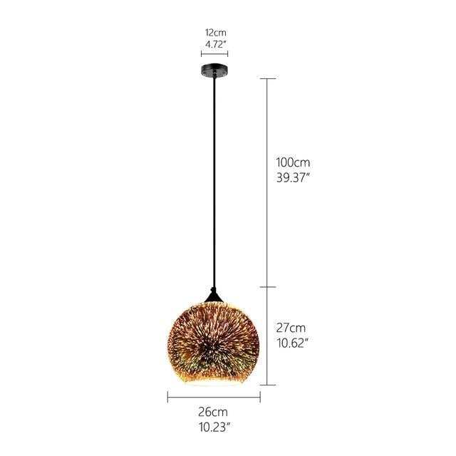 Modern 3D Colorful Romantic Starry Sky Hanging Glass Shade Pendant Lamp Lights Fixture E27 For Bedroom Restaurant Living Room