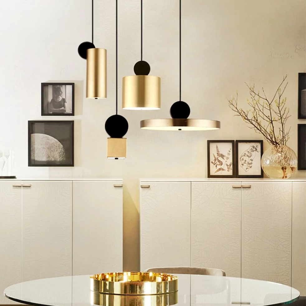 Gold pendant Lights Hanging Lamp brass pleated Lighting Restaurant Bar Hall Light Creative Japanese Brass Bedside Simple