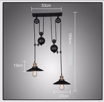 Loft Hanglamp Retro Wrought Iron Vintage Chandeliers Industrial Adjustable Pulley Loft Pendant Lamps Hanging Lamp Fixture