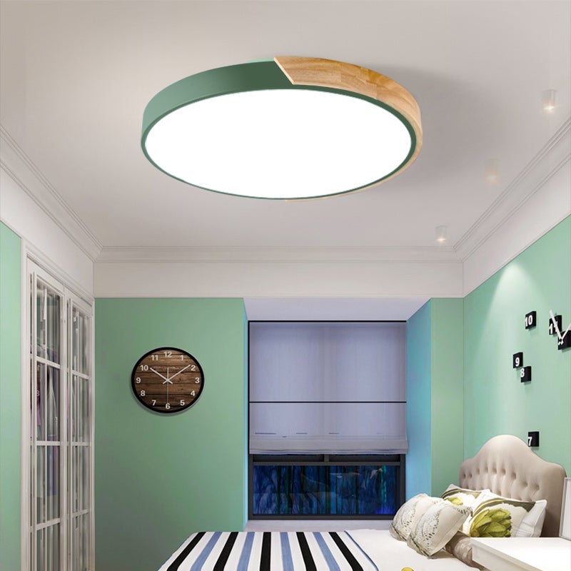 LED Ceiling Lights Ultra Thin Modern Ceiling Lamp Nordic Dimmable Wood Livingroom Bedroom Round Light Fixture Surface Mounted
