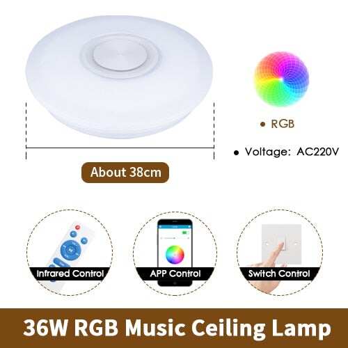 LED Music Ceiling Light RGB Bluetooth Speaker Lamp Home Party Bedroom 36W 40W  Remote Dimmable APP Smart Colorful Lighting