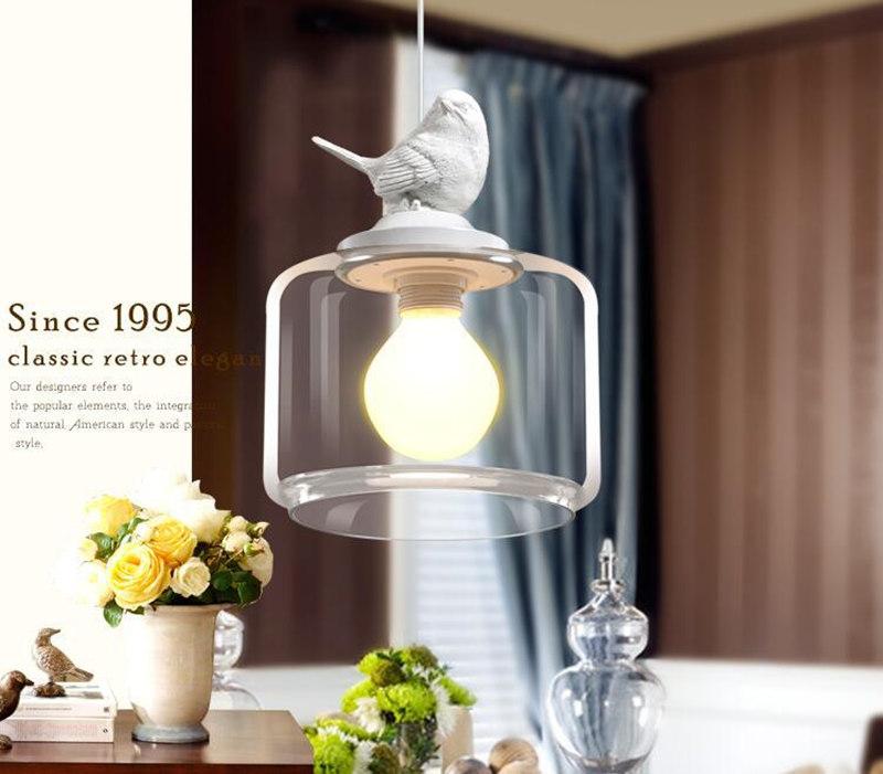 Lanterns Restaurant Droplight Nordic Bird Droplight Creative Personality Retro Chandeliers Modern Glass Pendant Lamp With Bulb