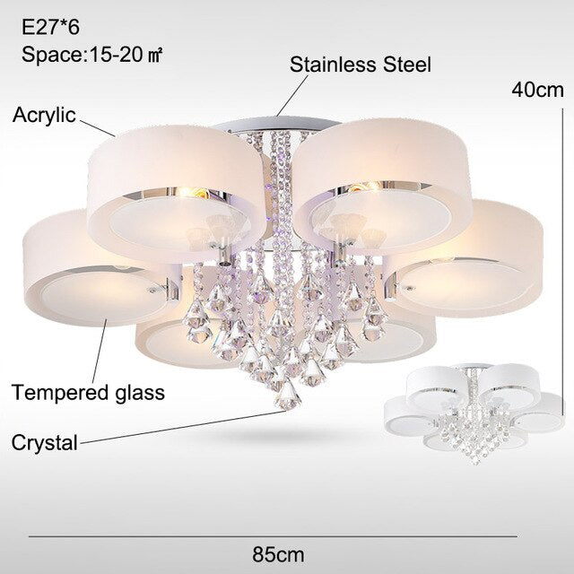 Modern Crystal Ceiling Lights Living Fashionable Design Light Dining  Changeable Led Ceiling Lamp Bedroom White Shade Acrylic