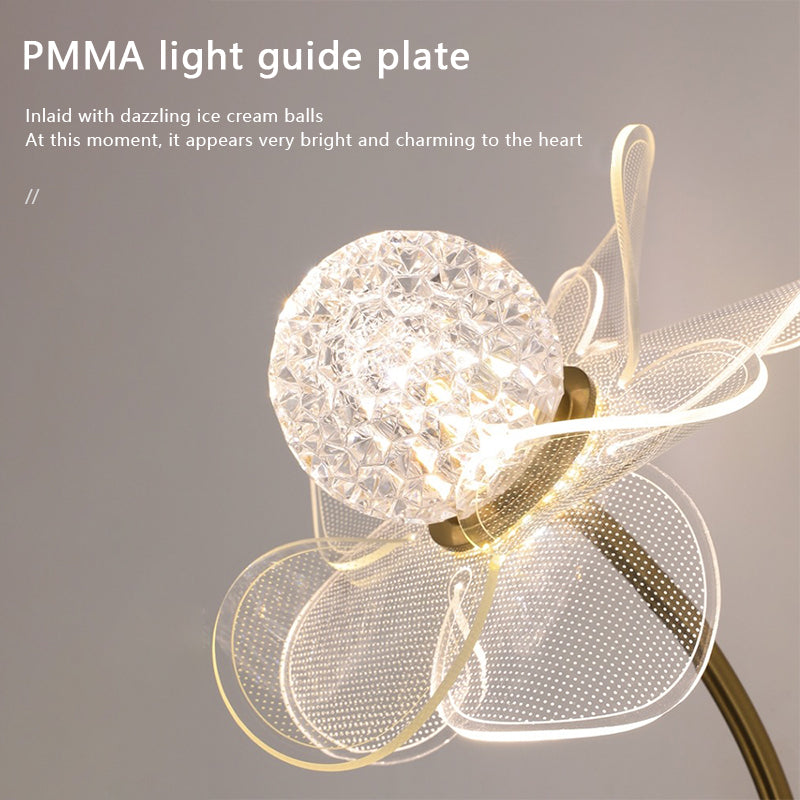 Modern LED Wall Lamp Electroplated Flower Shaped Bedroom Bedside Light Study Dining Room Living Room Background Decoration Lamp