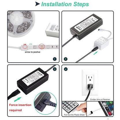 LED Strip Lights 65ft 2x10m WIFI App Intelligent Control 5050 RGB LED Smart Strip Light with IR 24 Key Controller or DC12V Adapter Kit