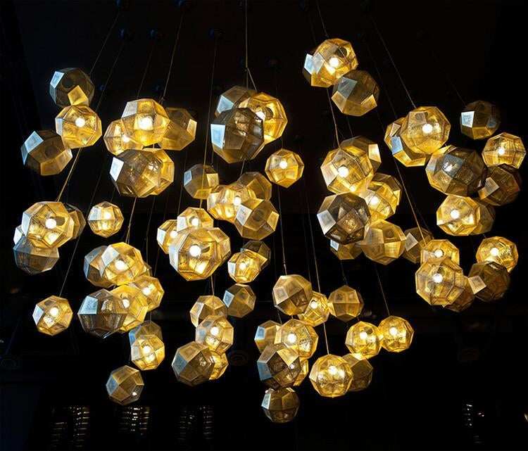 Modern Industrial Pendant Lights Hotel/Restaurant/Bar Pendant Lamps Gold/Silver Stainless Steel Art Geometry Net Lighting