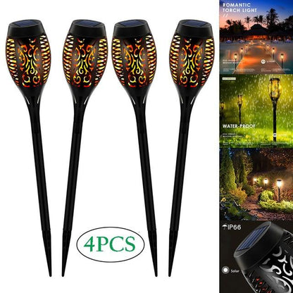 LED Solar Flame Torch Lamp Outdoor Lights Solar Garden Light Flickering Lamp Courtyard Balcony Lawn Path Spotlight ping