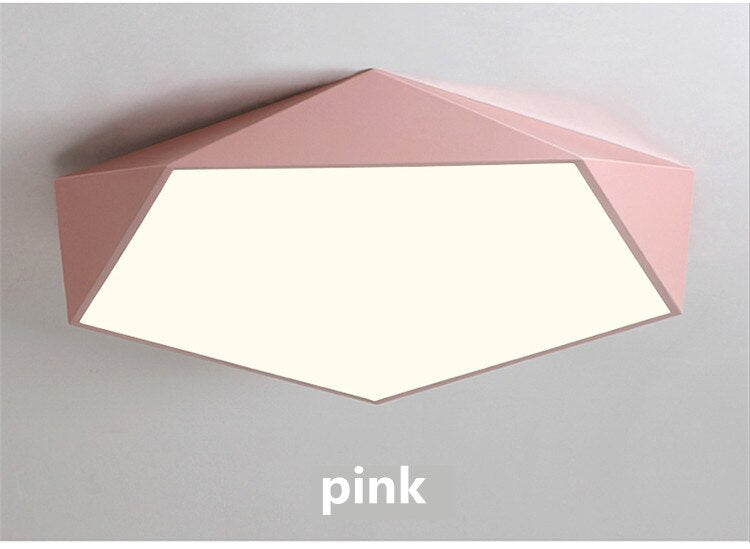 Modern LED Ceiling Lamp Geometric Polygon Iron Metal PVC Indoor Lighting Bedroom Dining Room Decoration Light Fixture