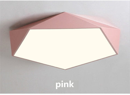 Modern LED Ceiling Lamp Geometric Polygon Iron Metal PVC Indoor Lighting Bedroom Dining Room Decoration Light Fixture