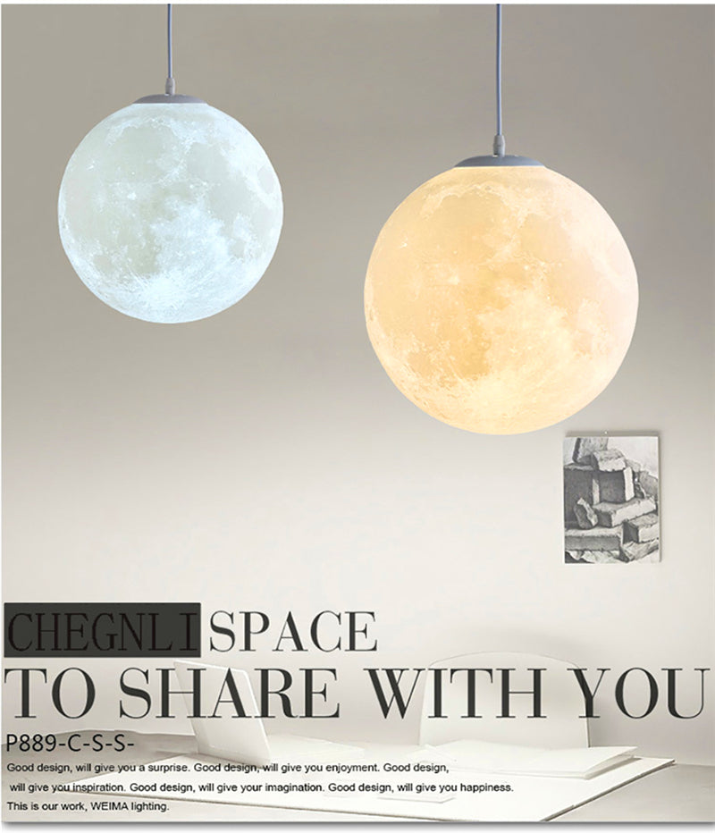Bedroom Decoration Hanging Lamp Restaurant Lighting Luminaire Baby Pendant Light LED 3D Print Moon Pendant Lamp Living Room