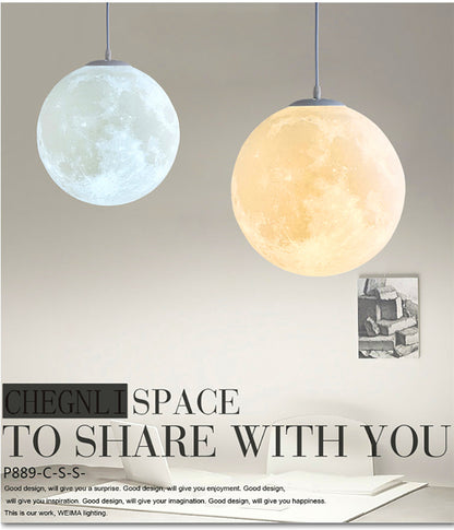 Bedroom Decoration Hanging Lamp Restaurant Lighting Luminaire Baby Pendant Light LED 3D Print Moon Pendant Lamp Living Room
