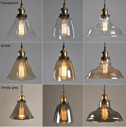 Vintage Glass Pendant Lights Loft Hang Lamp Smoky Grey Hanging Light