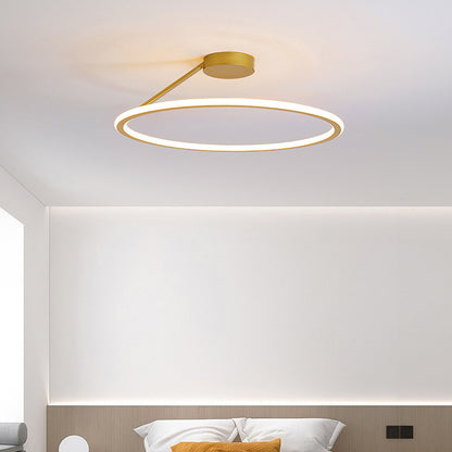 Modern Simple Circle Led Ceiling Chandelier Round Ring Aluminium Dimmable Bedroom Lamp Lighting