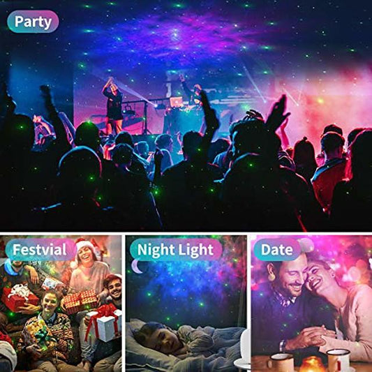 Laser Starry Sky Light Projector Projection Lamp Colorful Nebula Moon With Bluetooth Music Player Wireless Remote Control