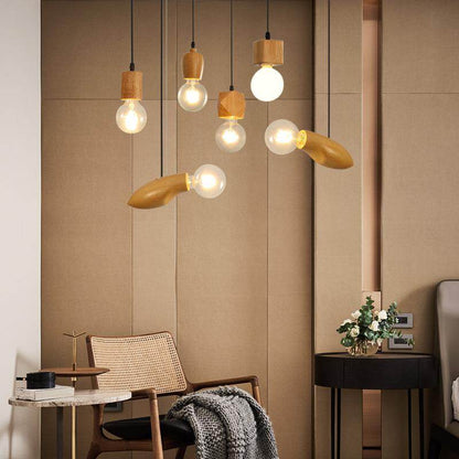 Nordic Log Restaurant Single Chandelier Creative Bar Clothing Store Bedside Single Wood Chandelier