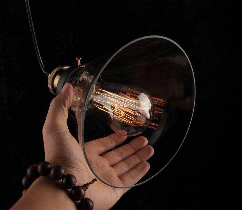 Vintage Glass Pendant Lights Loft Hang Lamp Smoky Grey Hanging Light