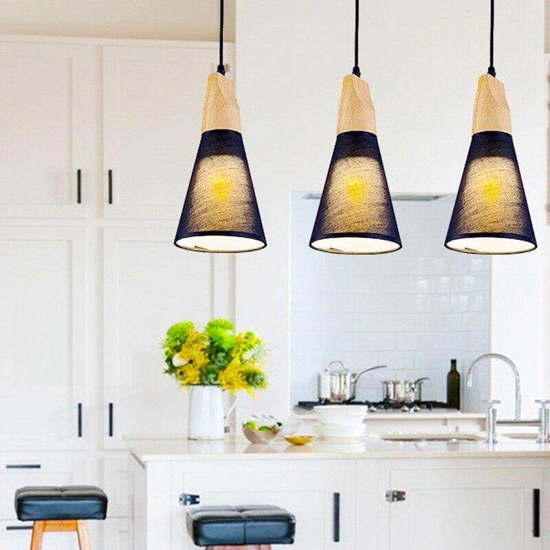 Modern Lights Pendant , Natural Wooden Pendant Lamp Lighting Fixture For Cafe Bar Living Room Kitchen Island Lamp
