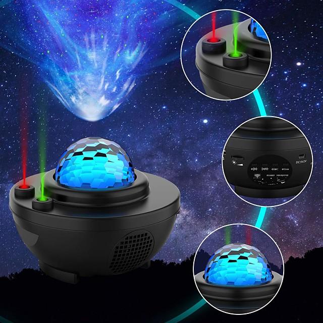 Night Light Projector Star Projector Ocean Wave Projector-Galaxy Projector Two Laser Lights with Bluetooth Music SpeakerPrefect for Bedroom/Game Rooms/Party/Night Light Ambiance