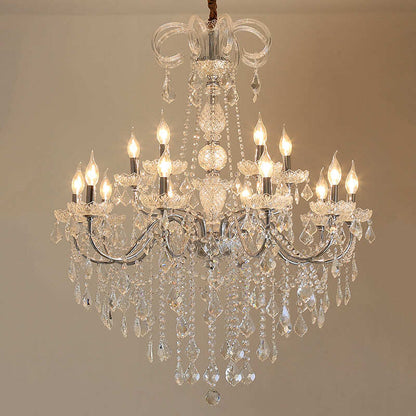 Living Room Chandelier Golden Wrought Iron Crystal Lamp Restaurant Atmosphere Hotel Hall Lamp Candle Lamp