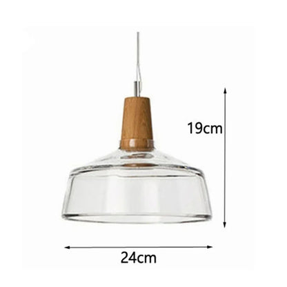 Nordic Wood Pendant Lights Glass Loft Industrial Decor Hanging Lamp Suspension Luminaire For Living Dining Room Fixtures E27