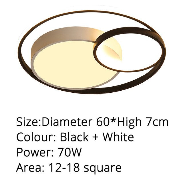 Modern LED Ceiling Lamp For Bedroom Study Room White Black Grey Frame Indoor Lighting Lights Lampadario Luminaria Lustres