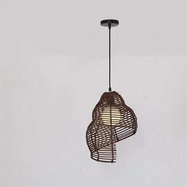 Southeast Asia Creative Pendant Lamp Sea Snail Shape E27 Wicker Lamp Shades LED Lights For Study Parlor Fixtures Restaurant Etc