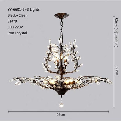 American Luxurious Crystal Chandelier E14 LED 220V For Restaurant  Lighting Chandelier Modern Home Decor Lighting Fixtures Room