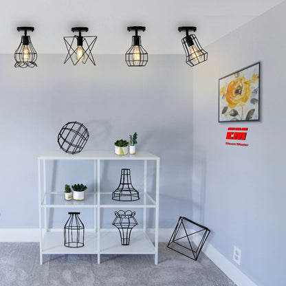 Modern Led Ceiling Lights Adjustable Angle Iron Cage Loft Bulb Ceiling Lamps E27 Industrial Indoor Lighting ZXD0004