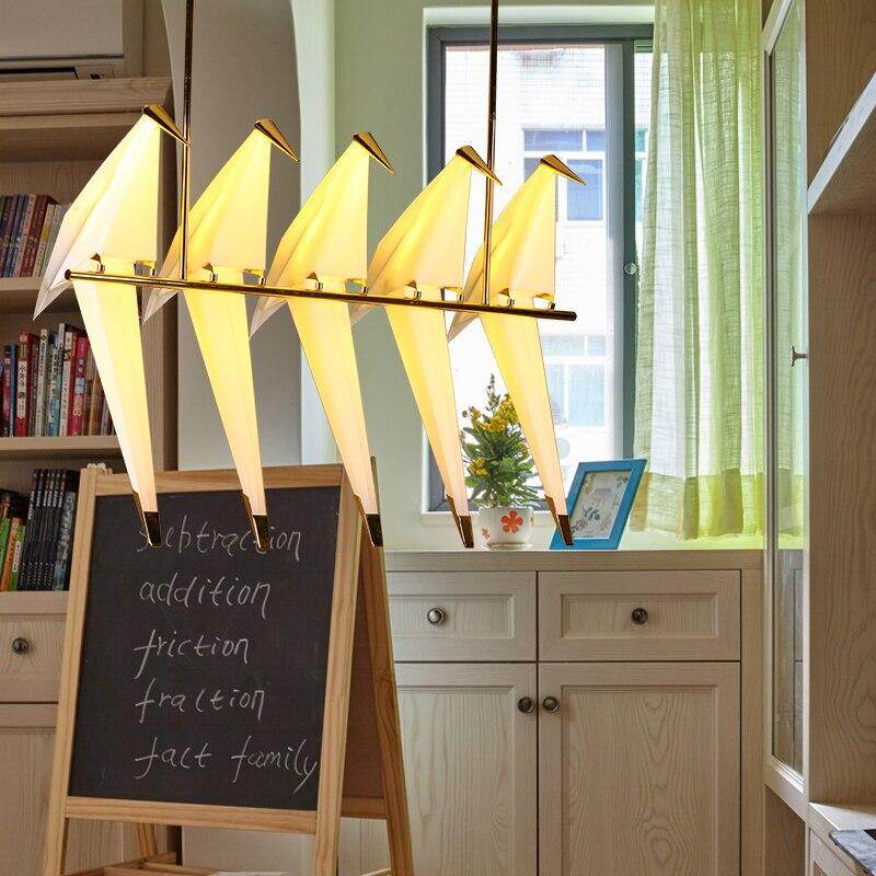 Nordic Bird Iron Pendant Light Paper Crane LED Lamp   Suspension Luminaire Loft Living Room Restaurant Pendant Lamp