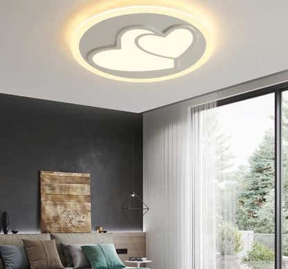 Acrylic Modern Led Ceiling Lights Pink Heart Shape  For Living Room Bedroom Dining Room Home Ceiling Lamp Lighting