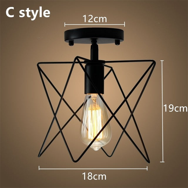 Modern Led Ceiling Lights Adjustable Angle Iron Cage Loft Bulb Ceiling Lamps E27 Industrial Indoor Lighting ZXD0004