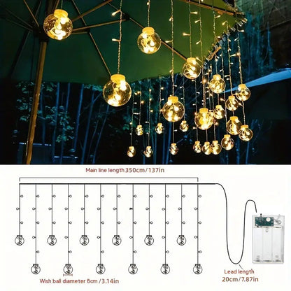 Wishing Ball Curtain String Light Battery Box Garden Lamp Starry Sky LED Camping Lights New Year Christmas Room Decoration
