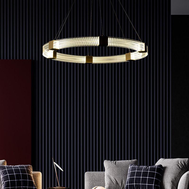 Light Luxury All Copper Living Room Chandelier Modern Simple Ring Shape