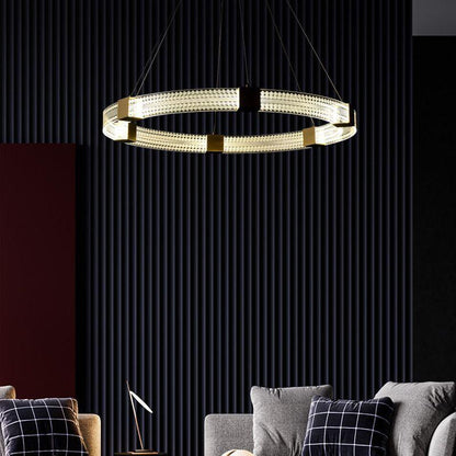 Light Luxury All Copper Living Room Chandelier Modern Simple Ring Shape