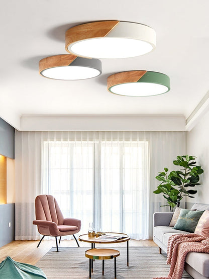 LED Ceiling Lights Ultra Thin Modern Ceiling Lamp Nordic Dimmable Wood Livingroom Bedroom Round Light Fixture Surface Mounted