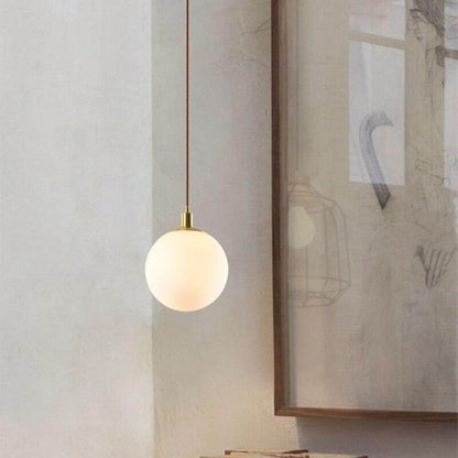 Nordic Loft Brass Single-head Glass Ball Pendant Lamps E27 LED Hanging Light For Kitchen Living Room Bedside Bathroom Hotel Room