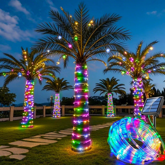12m/7m Solar String Lights Garden Waterproof Tube Rope Lamp Christmas Garland Lights