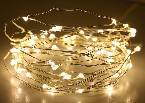 50 100 LED Outdoor Light String Fairy Garland Battery Power Copper Wire Lights For Party Christmas Wedding 5 Colors