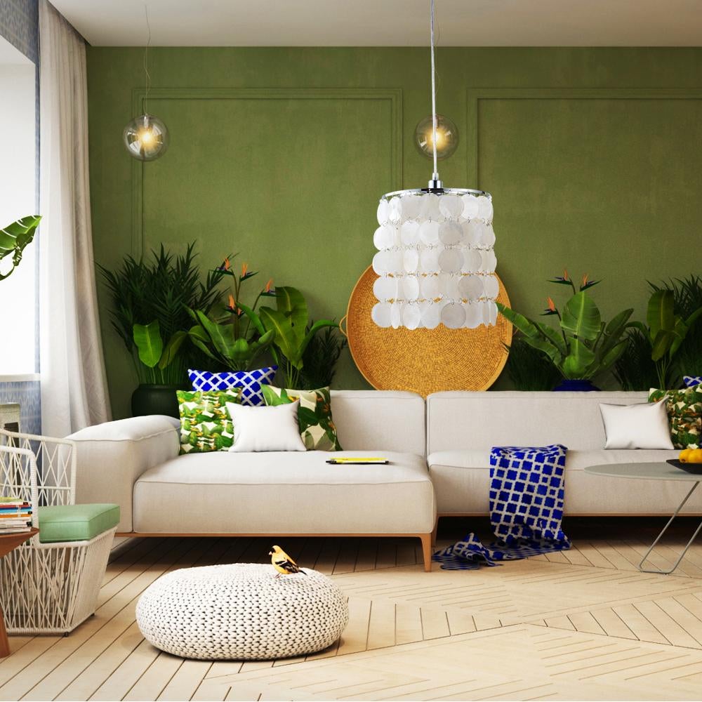 DIY Modern White Natural Seashell Pendant Lamps E14 LED Shell Lighting For Dining Room Living Room Kitchen Bedroom Home Fixture
