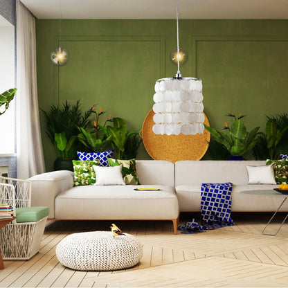 DIY Modern White Natural Seashell Pendant Lamps E14 LED Shell Lighting For Dining Room Living Room Kitchen Bedroom Home Fixture