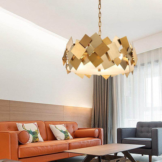 Modern Gold Stainless Steel Pendant Light Luxury Living Room Dinning Room Lustre Pendent American Simple Metal Hanging Light