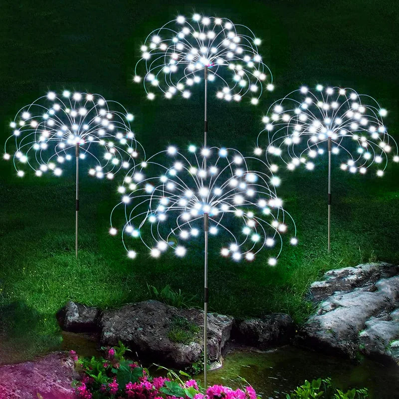 1/2/4/6/8Pcs Solar LED Firework Fairy Light Outdoor Garden Decoration Lawn Pathway Light for Patio Yard Party Christmas Wedding