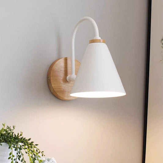 Nordic Wall Lamp Solid Wood Wall Lamps Bedroom Modern Bedside Light Creative Macaron Wall Lights E27
