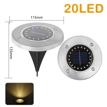 IP65 4 8 12 16LED Solar Underground Lights Stainless Steel Solar Buried Floor Light Outdoor Garden Path Ground Lights