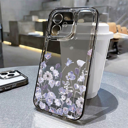 Flower Phone Case For iPhone 16 Pro 13 15 11 12 14 17 Pro Max 16E XR 7 8 SE XS Shockproof Transparent Cover Silicone Soft Fundas
