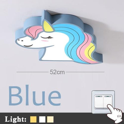 Unicorn Kids Room Light Led Ceiling Lights With Remote Control Cartoon Lampshade Children Room Cute Ceiling Lamp Deco Child Room