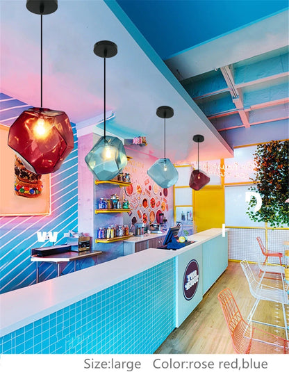 Simple Stone glass pendant light colorful indoor G4 LED lamp The restaurant dining room bar cafe shop lighting Fixture