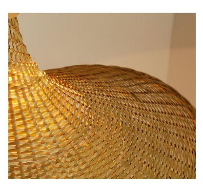 Bamboo Chandelier Rattan Straw Hat Lamp Stair Bamboo Lamp